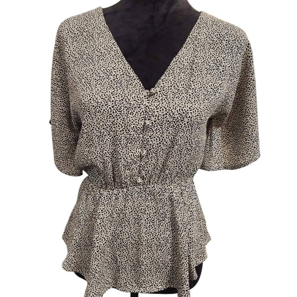 Sienna Sky Black and White Peplum Blouse Size XS